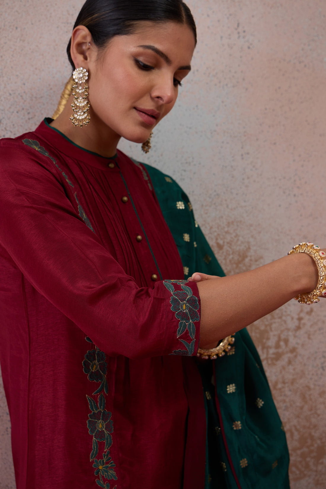 The Garnet & Emerald Embroidered Kurta Set