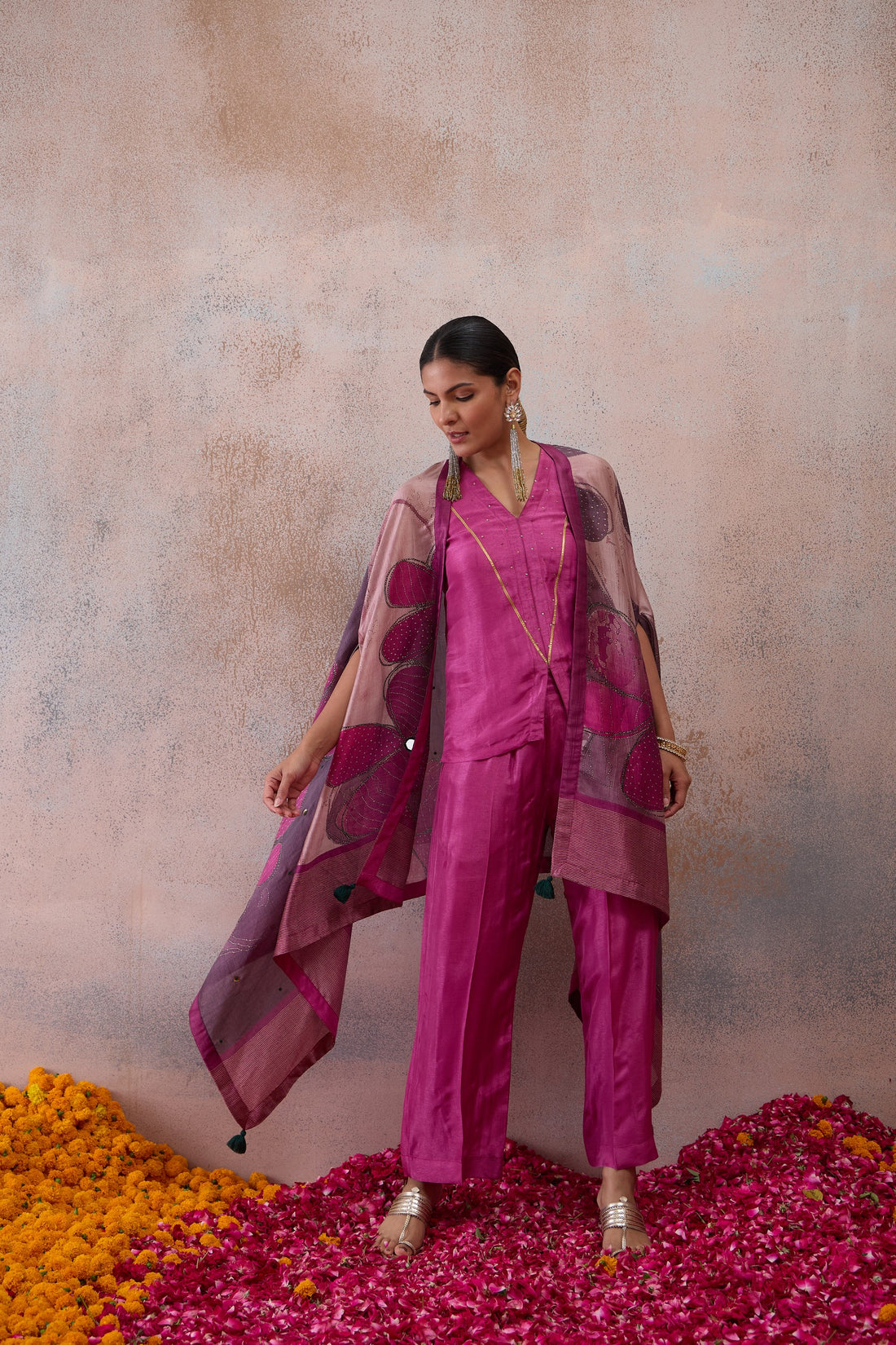 The Magenta Botanical Cape Co-ord Set
