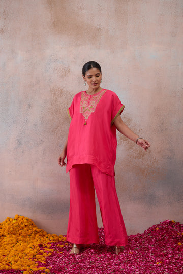 The Azalea Pink Embroidered Co-ord Set