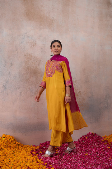 The Mustard Ombré Dupatta Kurta Set