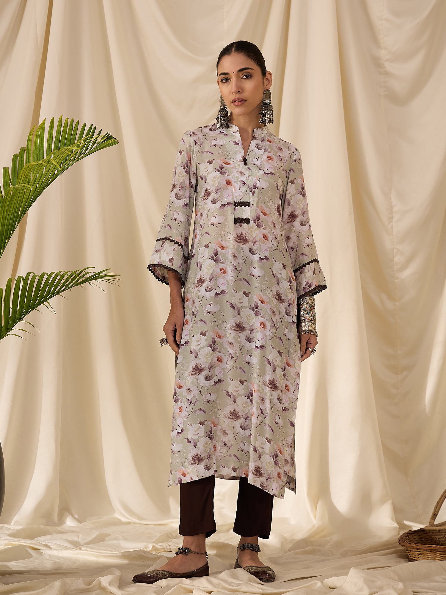 Green Floral Printed Kurta Set