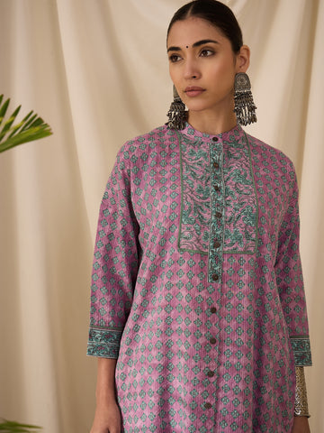 Muted Rose printed Anti Fit kurta set