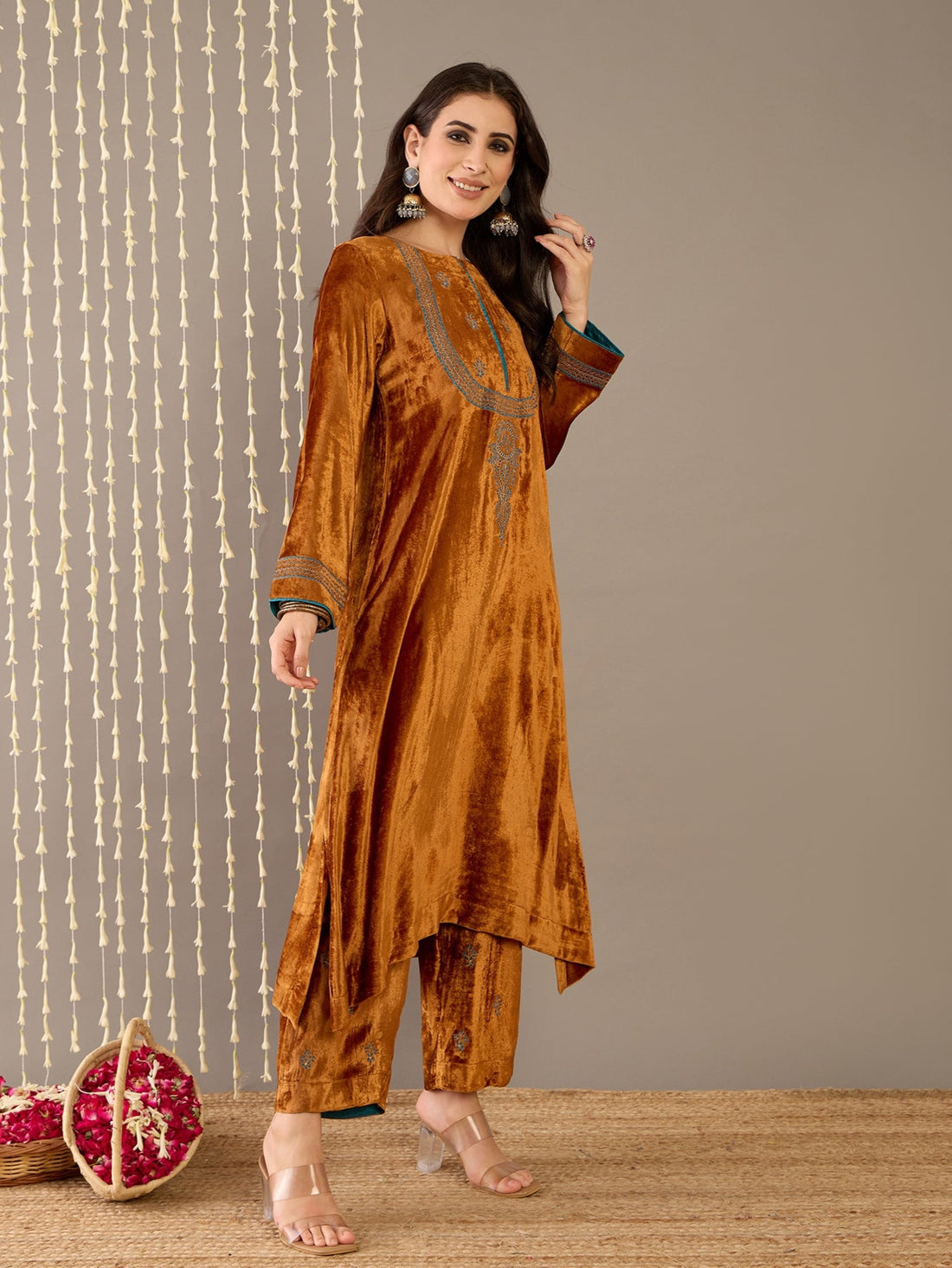 Golden Aura Luxe Velvet Kurta Set