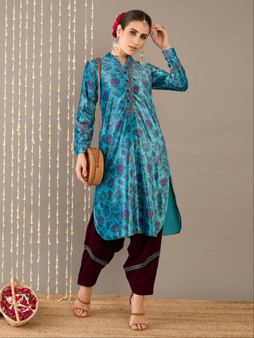 Elysian Blue Kurta Set with Salwar