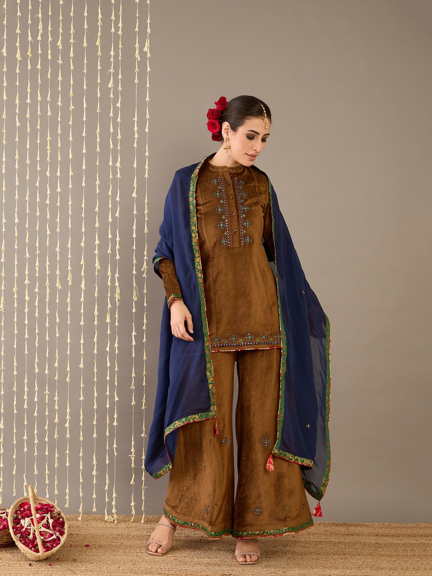 Gold Plazo Set with Dupatta