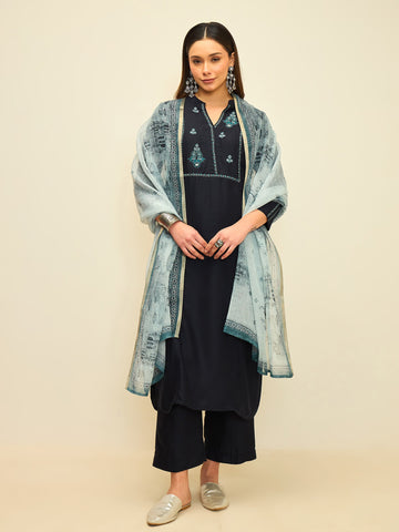 The Midnight Bloom Kurta Set with Dupatta