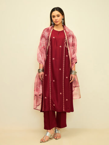 The Crimson Whisper Kurta Set with Dupatta