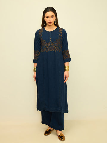 The Indigo Embroidered Kurta Set
