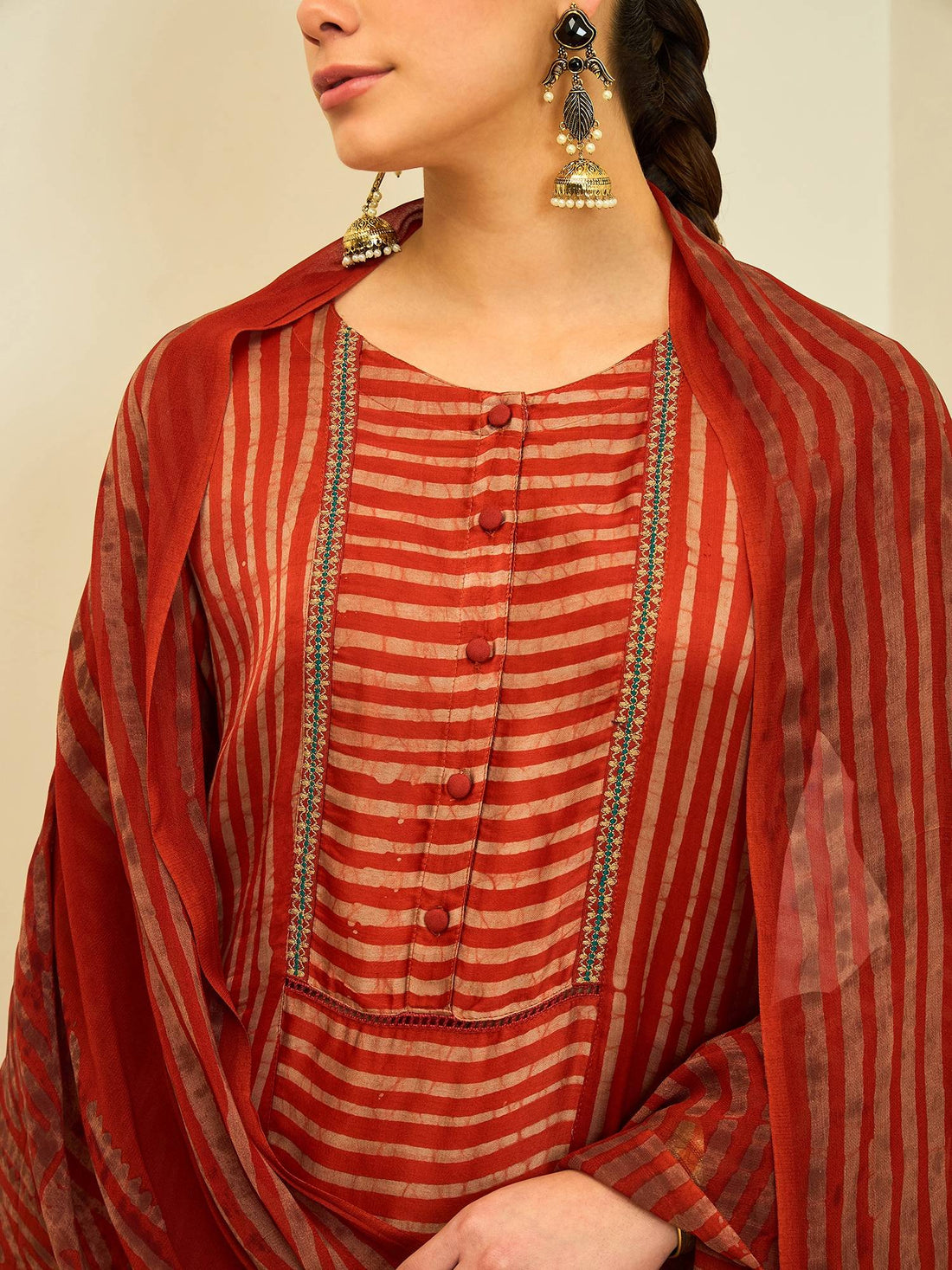The Crimson Stripe Kurta Set