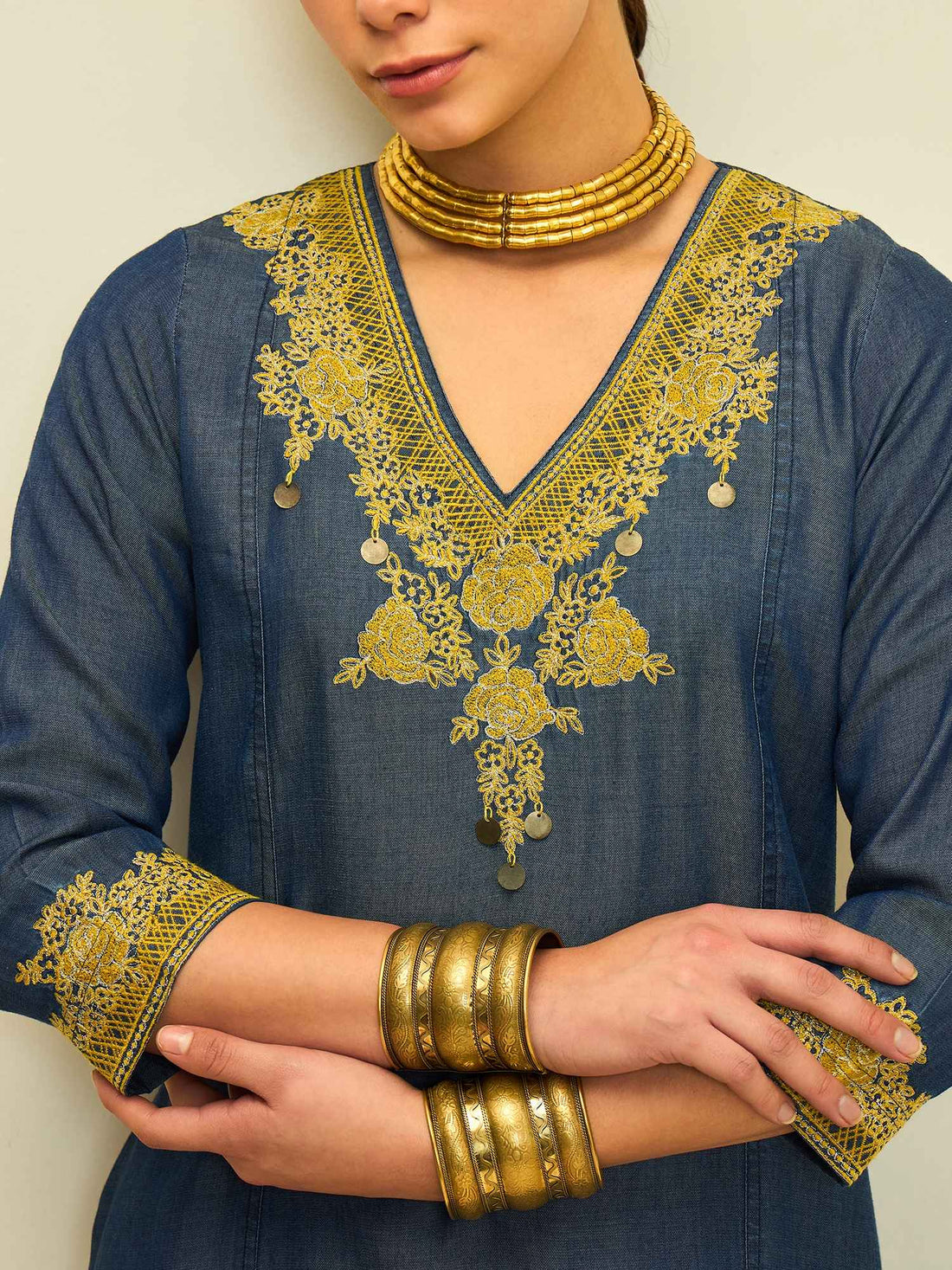 The Royal Indigo Embroidered Set