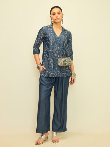 The Floral Embroidered Denim Co-ord Set