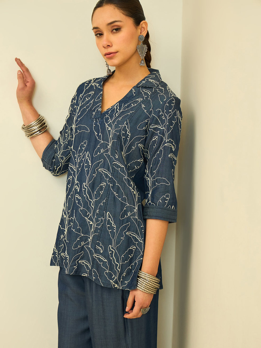 The Floral Embroidered Denim Co-ord Set