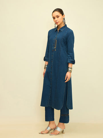 The Blue Hour Denim Kurta Set
