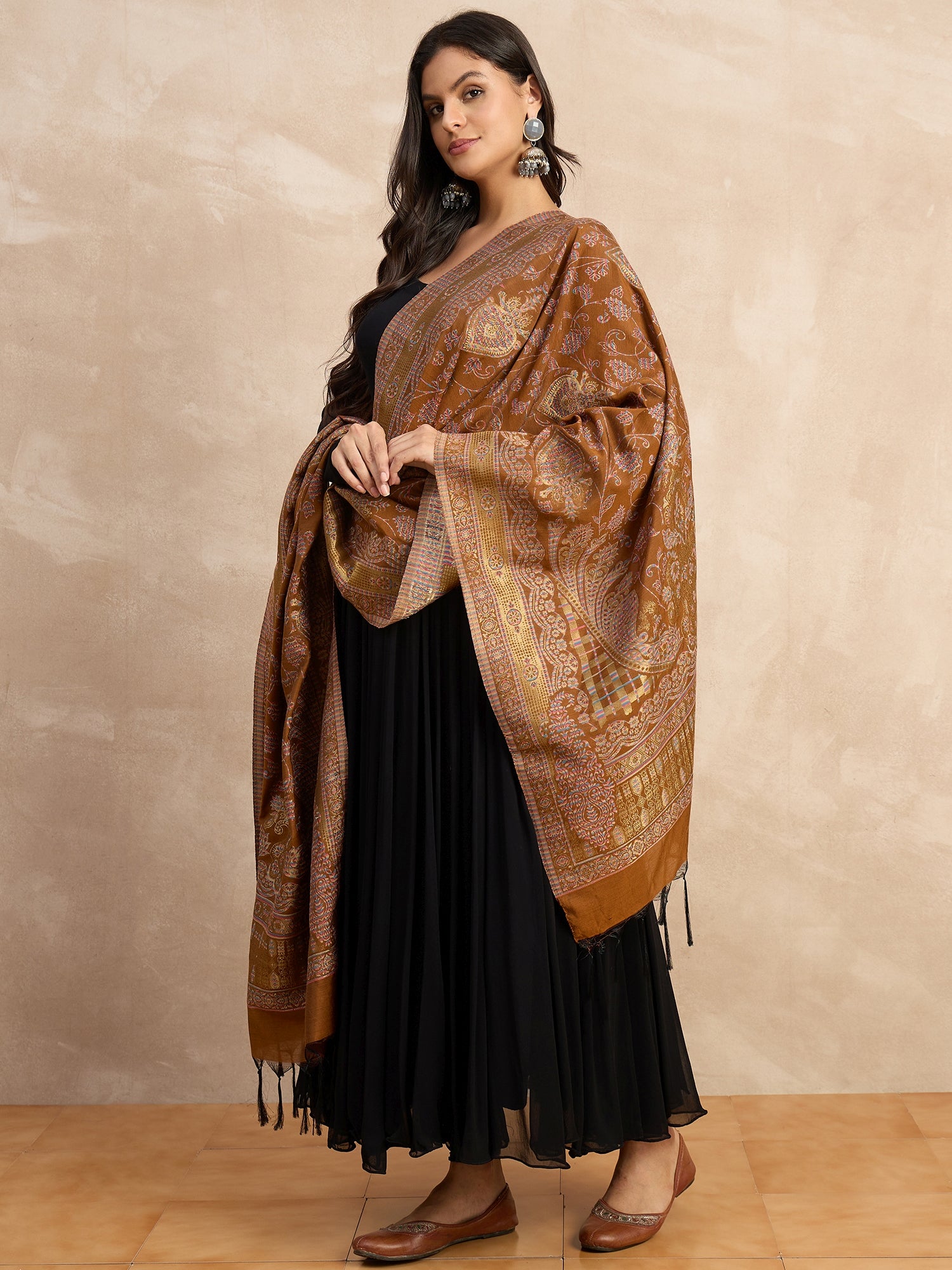 The Handwoven Brown Banarasi Silk Dupatta