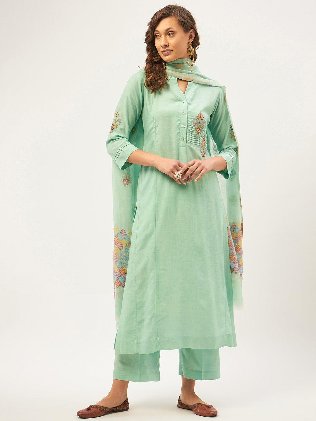 Silt Green Kurta Set with Dupatta