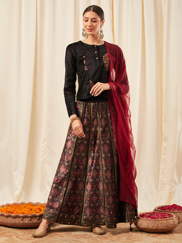 Black Velvet Lehenga Set