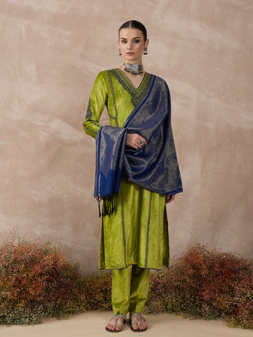 The Lime Radiance Velvet Zareena Set