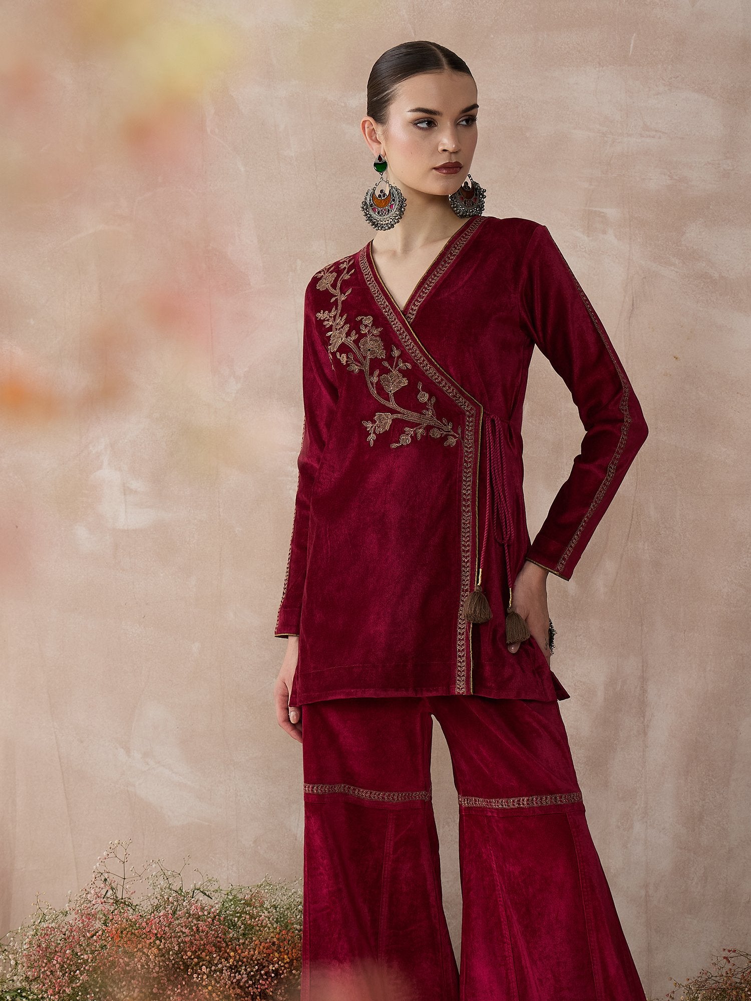 The Rose Élan Velvet Sharara Set