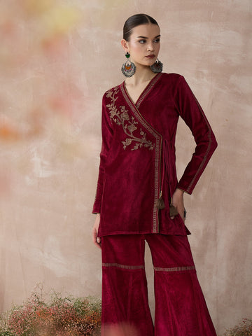 The Rose Élan Velvet Sharara Set