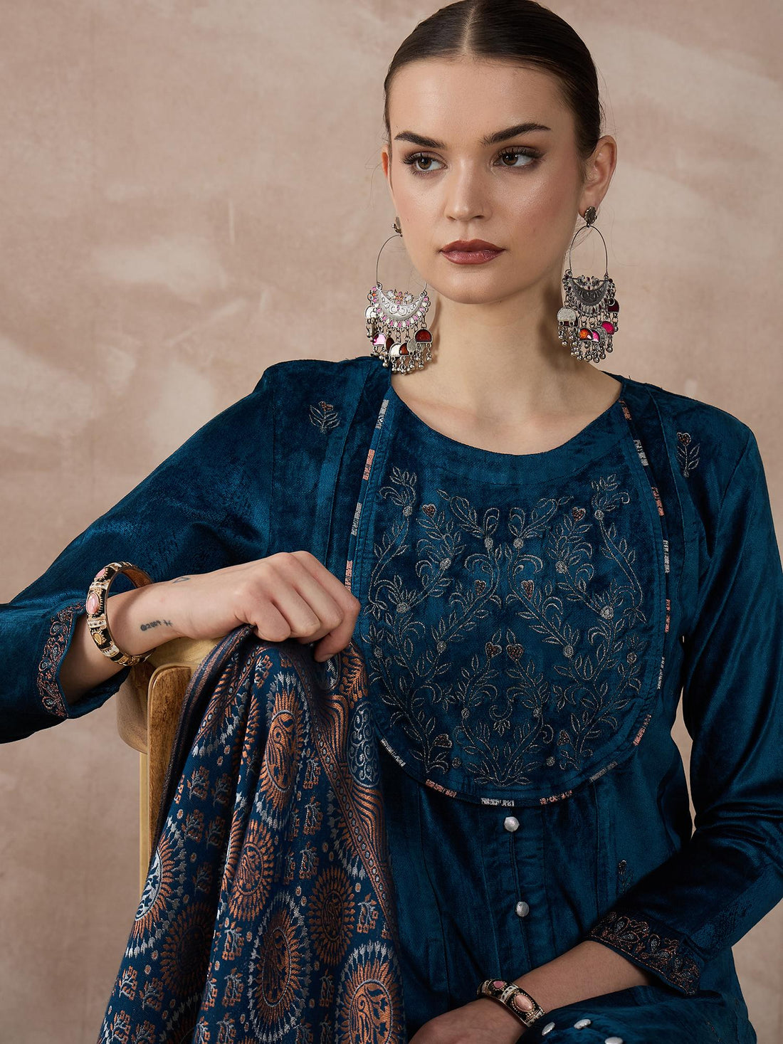 The Elysian Teal Velvet Samira Set