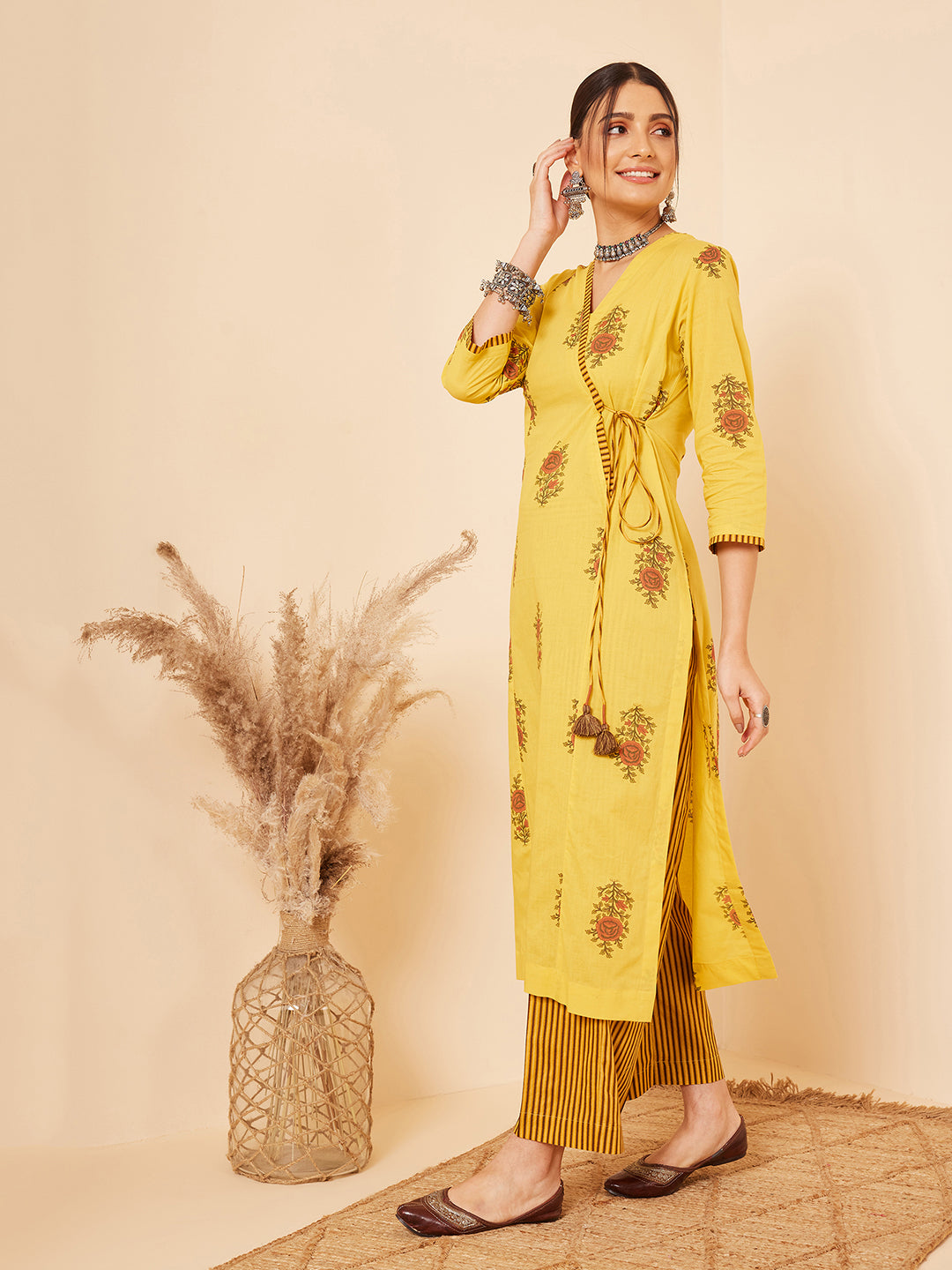 Yellow Angarakha Kurta Set