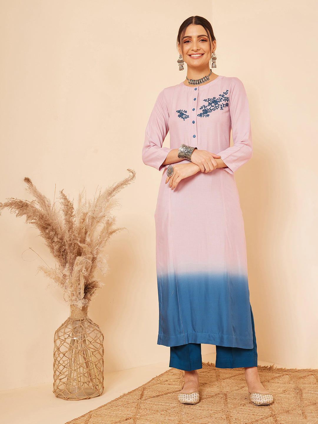 Pink Ombre Kurta Set
