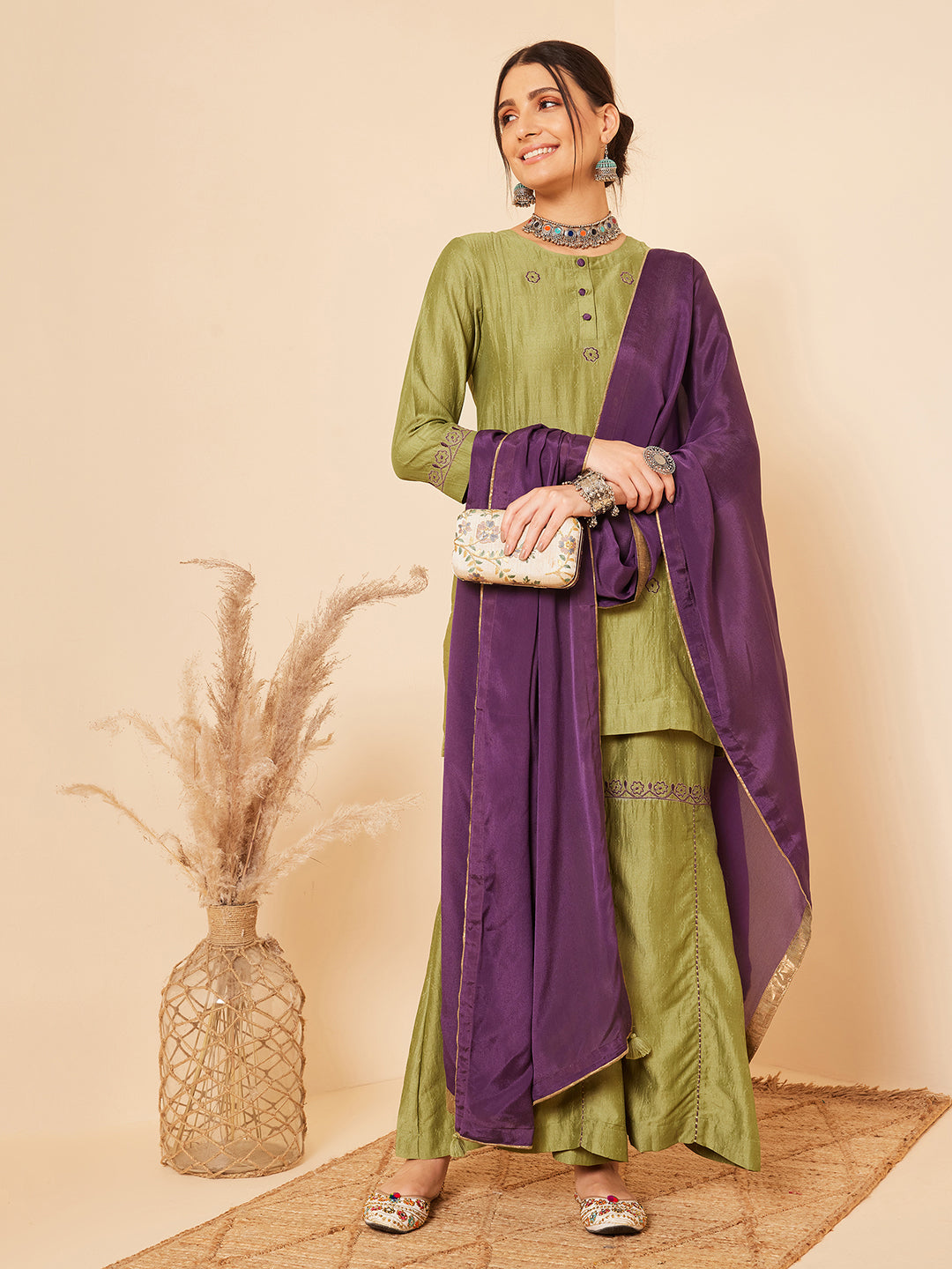 Green Sharara Set