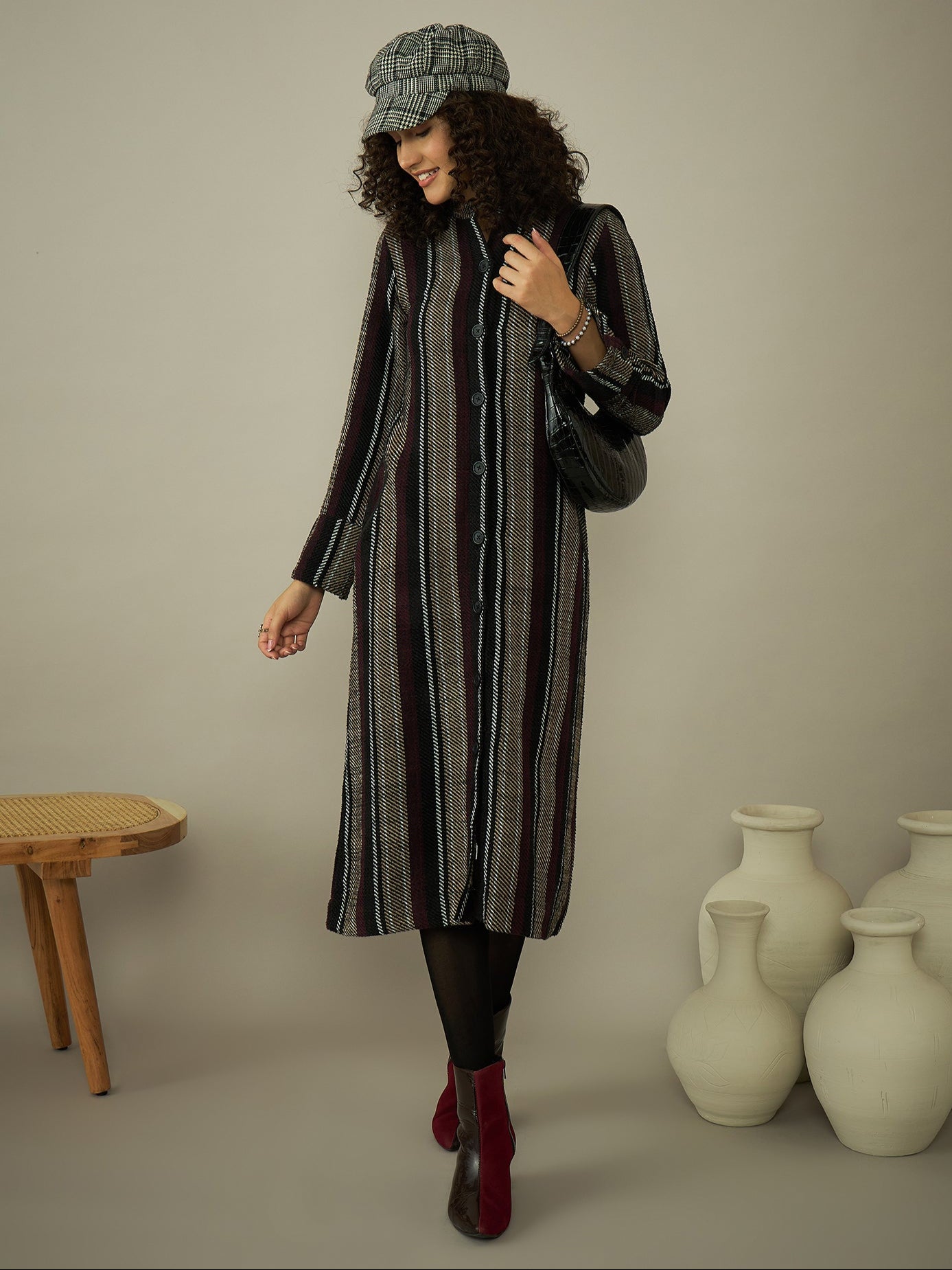 Striped Velvet Tweed Macket