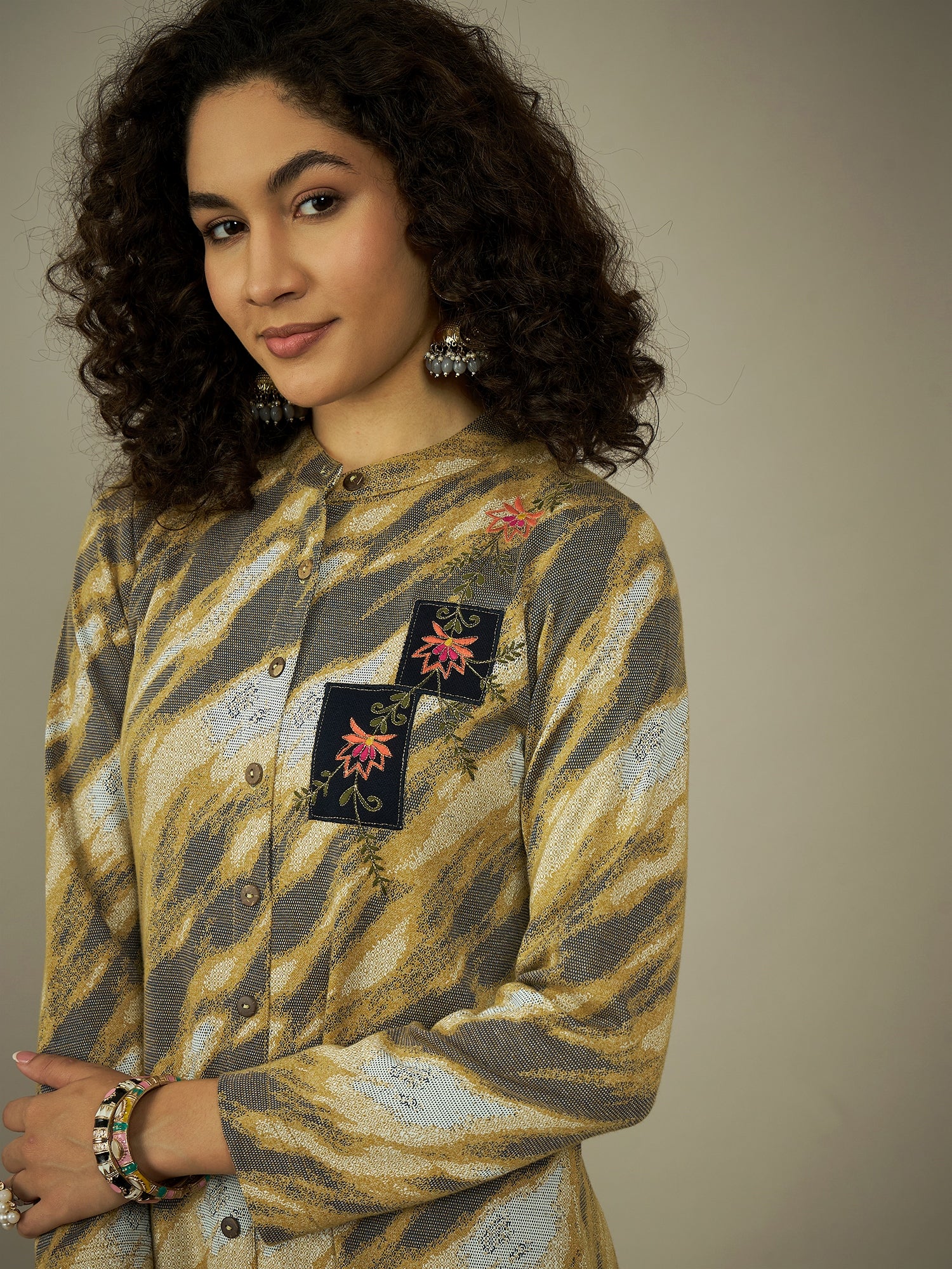 Winter Bloom Woolen Kurta Set