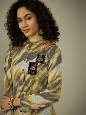 Winter Bloom Woolen Kurta Set