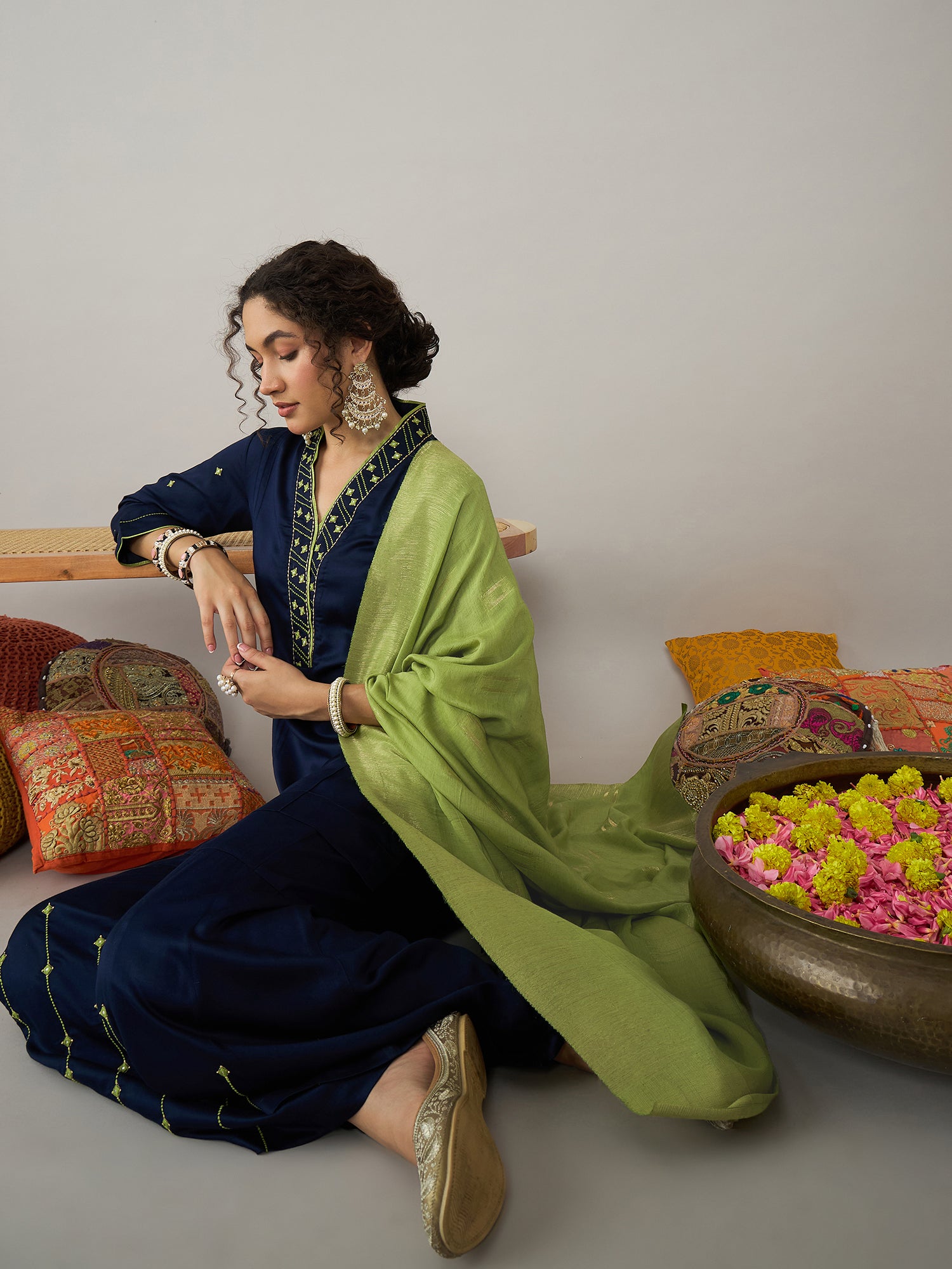 Navy Sharara Set With Dupatta