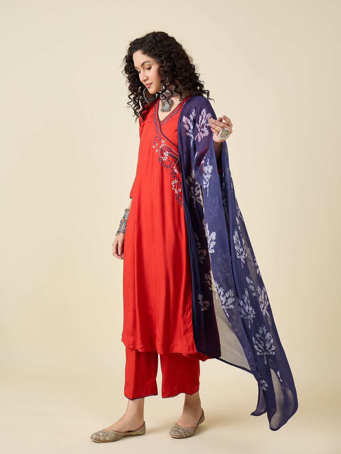 Rust kurta set with dupatta