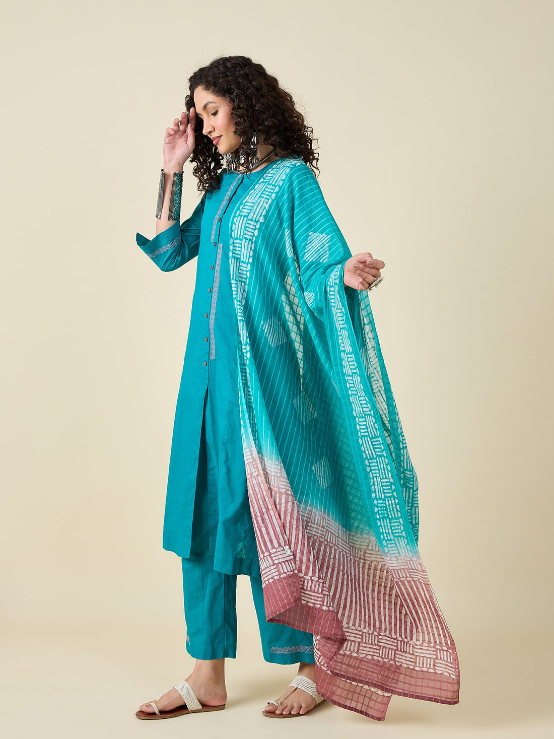 Firozi kurta Set with Dupatta