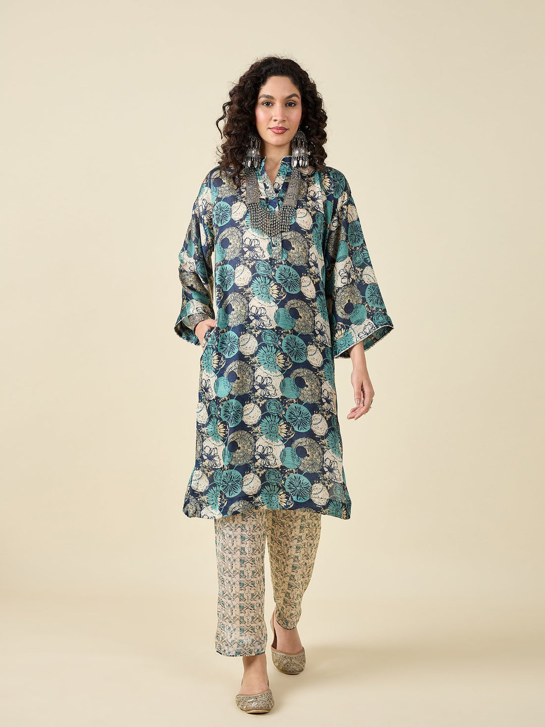 Blue Floral Kurta Set