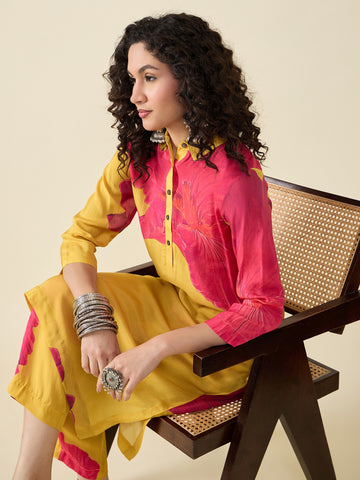 Printed Red Kurta Set