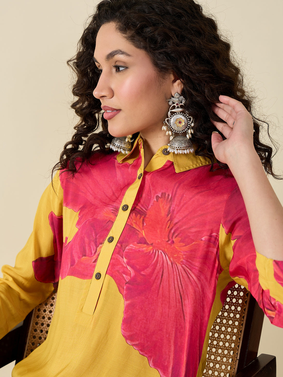 Printed Red Kurta Set