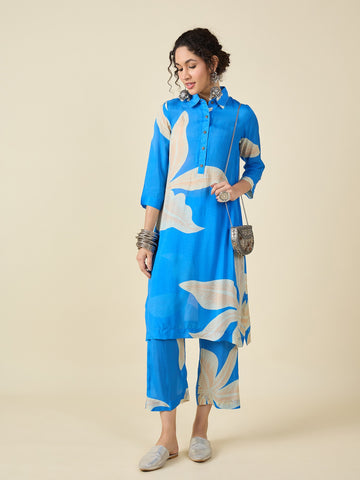 Printed Blue Kurta Set