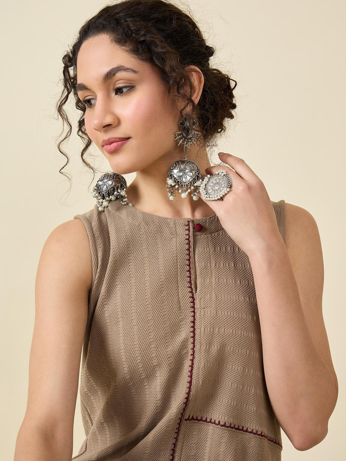 Knitted Cocoa Kurta Set