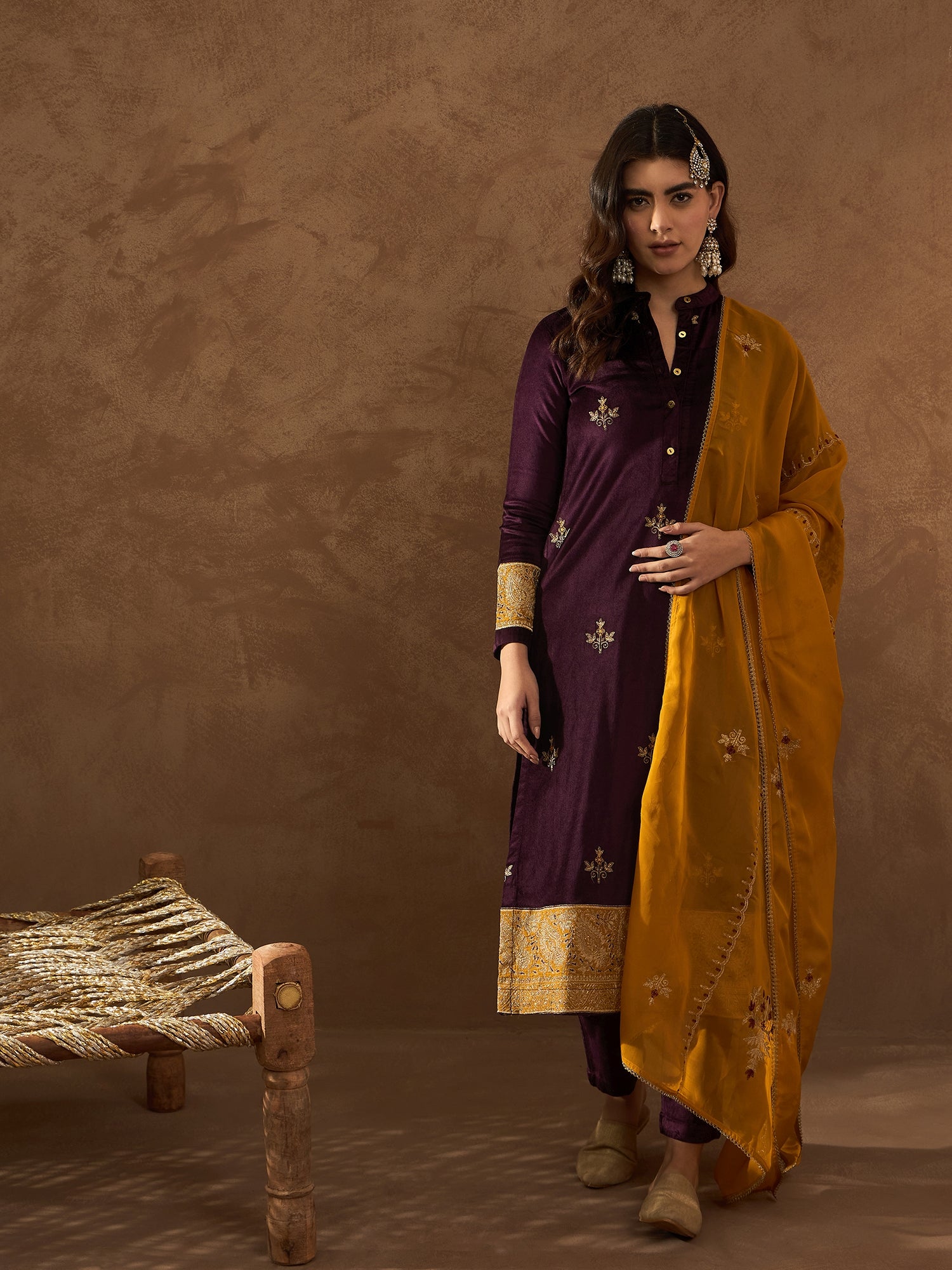 Purple Kurta set with dupatta