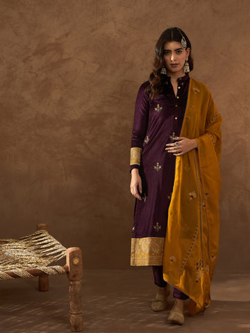 Purple Kurta set with dupatta