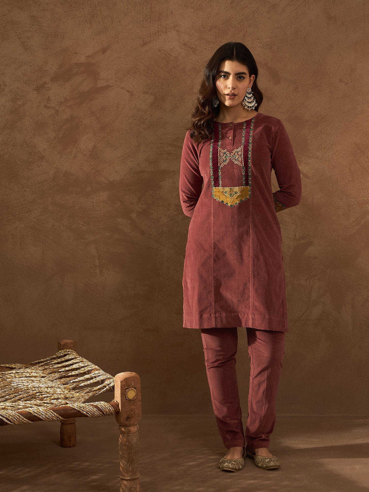 Fuchsia Velvet Kurta Set