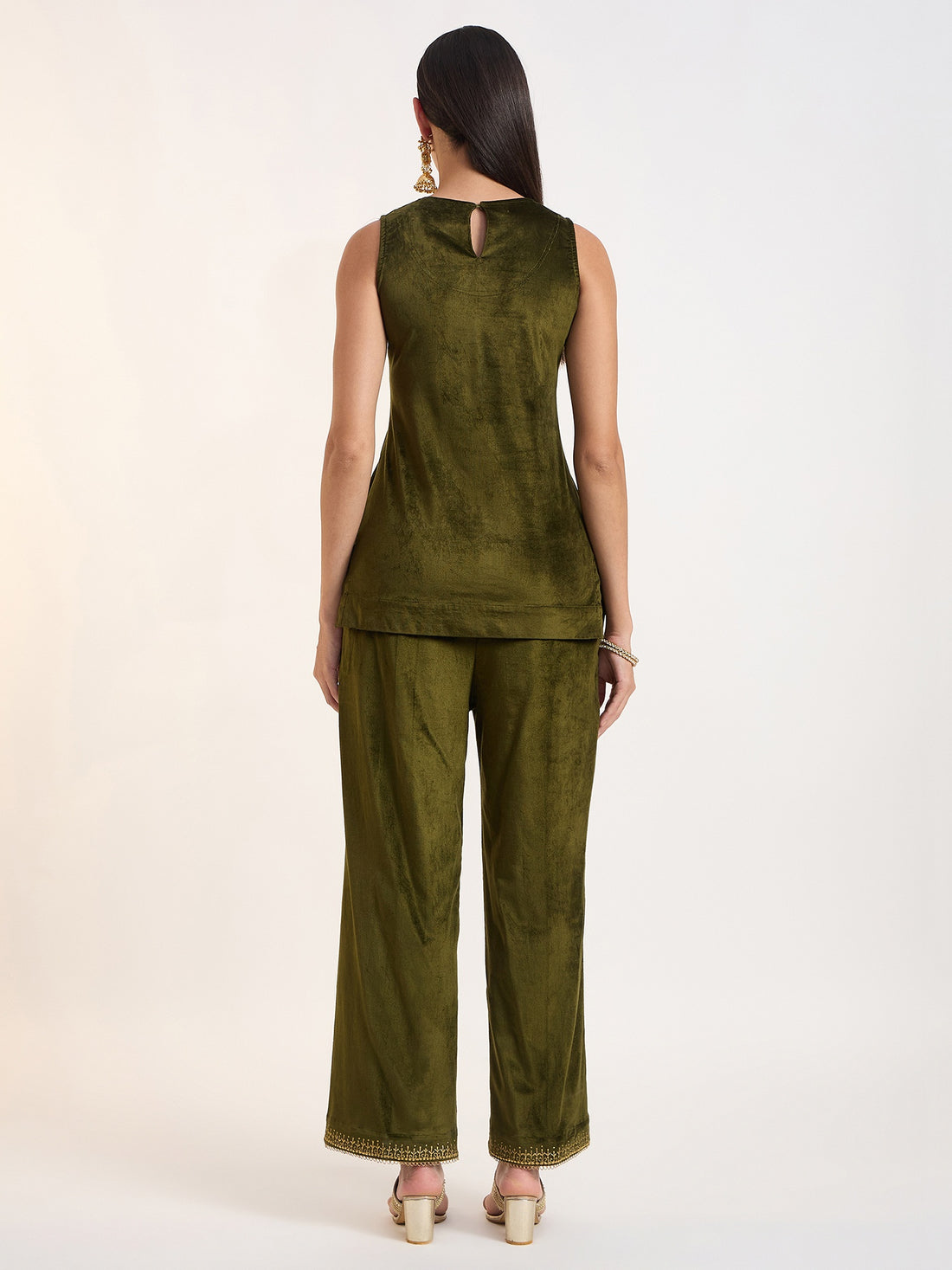Olive Velvet Co-ord Set