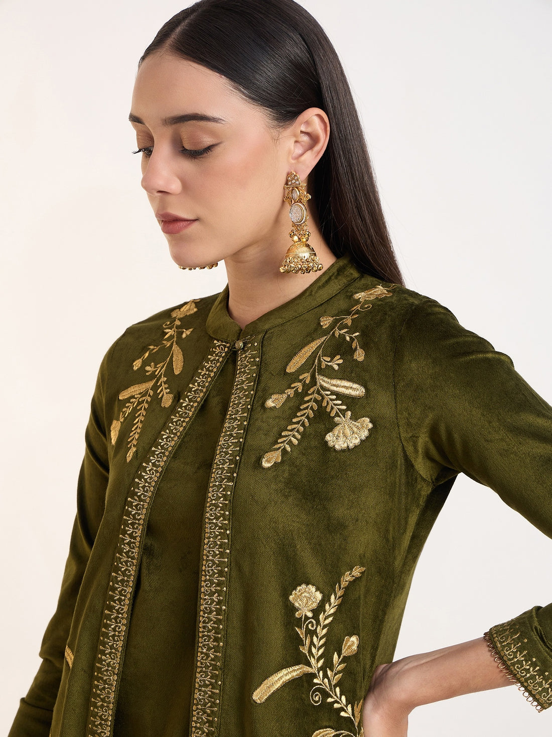 Olive Velvet Co-ord Set