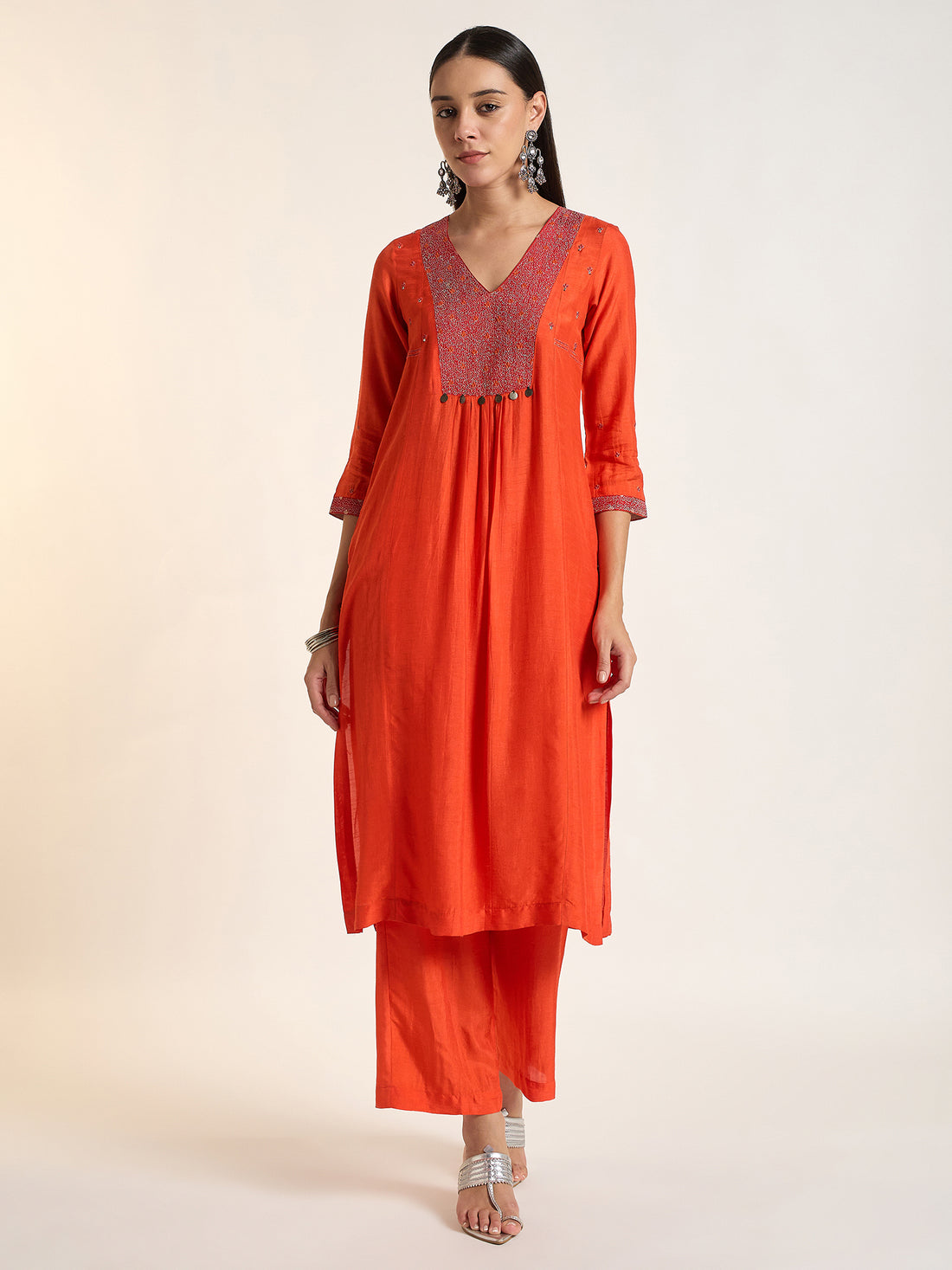The Vermilion Embellished Kurta Set