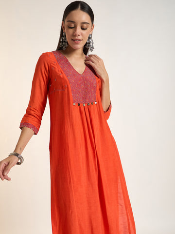 The Vermilion Embellished Kurta Set