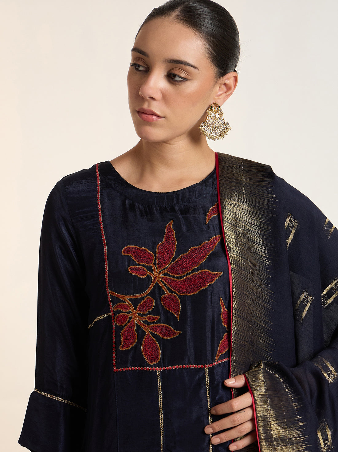 The Midnight Botanical Kurta Set
