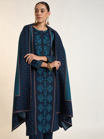 Navy Paisley Kurta Set