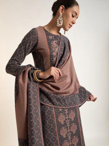 Charcoal Paisley Kurta Set