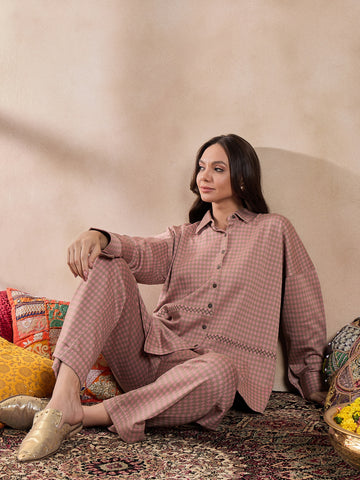 Blush Pink Relaxed Fit Woolen Co-ord Set
