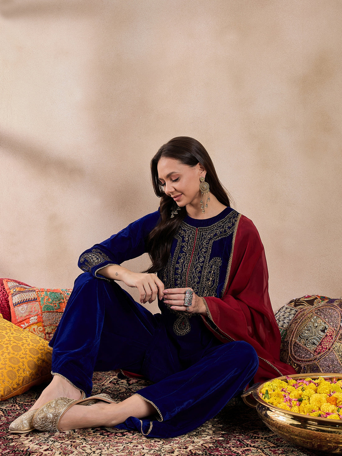 Neelaya Velvet Kurta Set with Dupatta